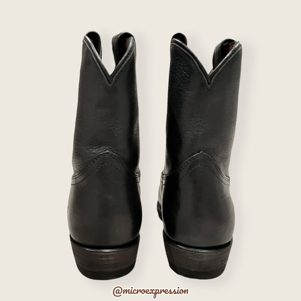 Frye Billy Short Black Leather Southern/Western Pull On Cowboy Cute Ankle Boots - Picture 13 of 16